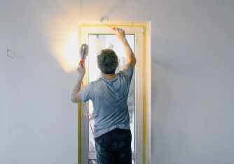 Man fixing a door