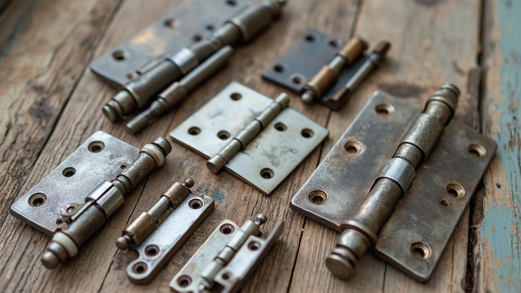 A collection of various door hinges